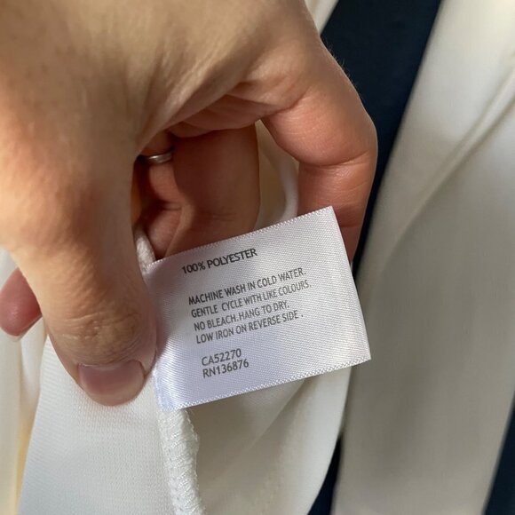 Bylyse White Draped Faux Wrap Asymmetrical Hem Long Sleeve Top Women's Size P/S - Picture 4 of 7